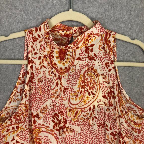 Cynthia Rowley Top Womens Small Orange Blouse Tank Paisley Boho Summer Resort - Picture 2 of 10